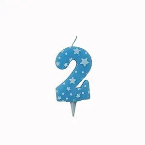 PEPUP Star Birthday / Wedding / Anniversary Number Candle 2 (Blue) for a Fun Filled Kids Birthday Cake Decoration, Party Supplies with Unique Birthday Cake Candle