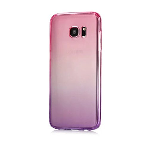Galaxy S6 Hülle,Leeok für Samsung S6 Double Side Full Body Silikon Schutzhülle Cute Elegant Retro Kreative Gradient Lila Rosa Silikon Crystal Vorne und Hinten 360° Full Cover TPU Ultra dünn Case Vorne Hinten Beidseitiger Schutz Full Handytasche Durchsichtig Transparent Front Back Doppelseitig Touchscreen TPU Silikon Dünne Komplette Schale Bumper Case Cover für Samsung Galaxy S6 + 1 x Schwarze Eingabestift-Purple Pink - 2