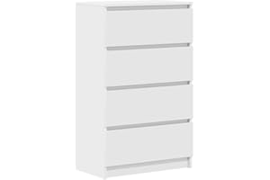 ‎VIDAXL vidaXL Sideboard 60x35x98,5 cm, Weiß, Holzwerkstoff, 4 Schubladen, Aufbewahrungsschrank, Kommode, Buffetregal, Indoor-Aufbewahrung