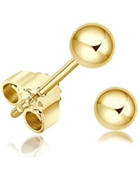 Juwelier Gelber Kugel Ohrstecker Gelb Gold 585 14 Karat ca. 4 mm Klein