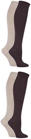 SockShopLadies 4 Pair Plain Bamboo Knee High Socks