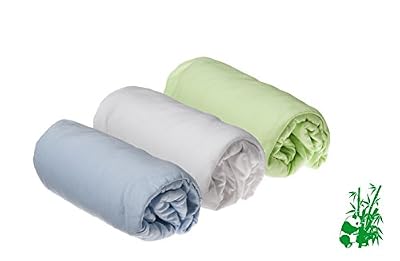 Easy dort Lot de 3 draps housses Bambou pour Couffin 32x72 - anis blanc ciel