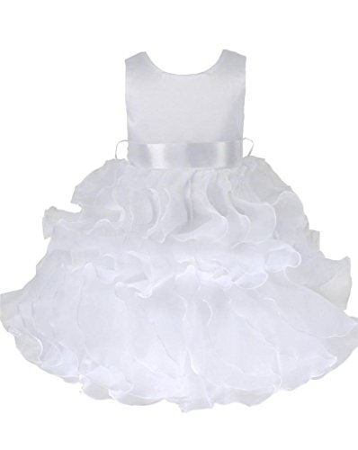 Satin & Organza Occasion Baby Girl Infant Pageant Christening Dress White 6 Months (W232b-S#)