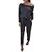 Produktbild [S-XL] Clearance Sale Damen Pulli Elegant Langarm T-Shirt Yogogo Warme V-Ausschnitt Schulterfrei Body Lässige Casual Oberteile Oversized Top Herbst Sports Jacket Hoodie Sweatjacke Kapuzenpullover