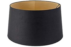 QAZQA Modern Baumwolle Baumwolllampenschirm schwarz 40I35I22 mit Gold I Messingener Innenseite,