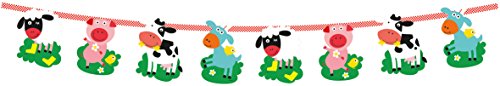 1 Wimpelkette * FARM FUN * // Plastic Flag Banner Geburtstag Party Kindergeburtstag Set Bauerhnhof Farm Kühe Schweine Lämmer Ziegen