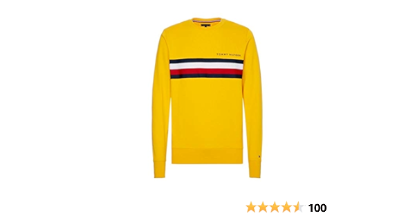 Tommy Hilfiger Men's Hilfiger Logo Sweatshirt Sweater, Primary Yellow,  X-Small : Amazon.co.uk: Clothing