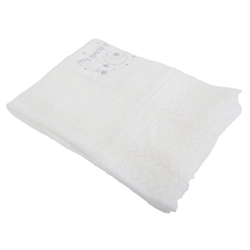 Baby Boys/Girls Embroidered Rib Knit Christening Shawl Blanket (109cm x 117cm) (My Special Day (Moon & Stars))