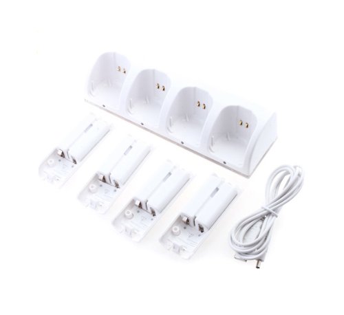 Preisvergleich Produktbild Goldfox® 4 x Rechargeable Battery Aufladbar Wii Docking Station Dockingstation Ladegerät Ladestation Controller