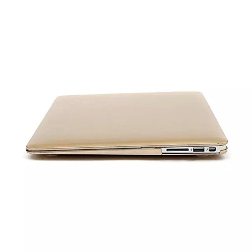 tinxi® Zweiteilige Matte Gummierte Harte Schutzhülle für Apple Macbook Air 13,3 Zoll Hülle Cover Schale Schutz Hülle Tasche Etui Case Shell Hard Plastik transparent mattiert gold - 9