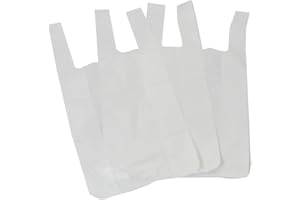 GRIPWELL 200 x Strong Medium White Plastic Vest Carrier Bags 10x15x18"