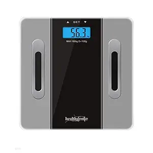 Healthgenie Digital Body Composition Monitor Weighing Scale, Strong & Best Glass Build Electronic Bathroom Scales & Weight Machine to Monitor BMI, Segmental Body Fat & Skeletal Muscle (Grey).