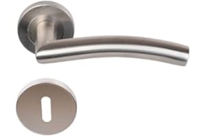 Paire de Poignées KLOSE besser sur Rosaces "Elsa vague" Inox 304 - +1 Paire de rosaces à trou de clé