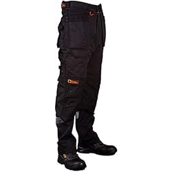 Black Hammer Pantalon de Travail pour Hommes, Ultra Solide avec Multiples Poches, triples Coutures Cordura pour renforcer Les Points de contrainte, Poche Genou rembourrée (50S,Noir)