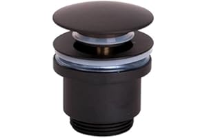 MICE COLLECTION IMEX VCC008 Valvola a Click Clack adatta per lavabi e bidet, scarico lavabo facile da installare, tappi di scarico per lavandino, universale con o senza ripieno, pop-up nero opaco