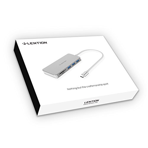 LENTION USB-C HUB, Typ c Adapter mit 3 Superspeed USB 3.0 Ports, 2 SD / TF Kartenleser Ports für Type-C Computer und Tablets wie MacBook 12″ 2015/2016, MacBook Pro 2016, Google Chromebook 2016 – Silber - 6