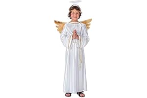 ZZ DISFRAZZES Disfrazzes- Pack disfraz ángel niño y niña Navidad, Belén de Navidad - Túnica y 2 divertidos accesorios (Halo y Alas) para Fiestas, Carnaval y Halloween