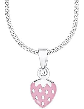 Prinzessin Lillifee Kinder-Kette mit Anhänger Mädchen Erdbeere 925 Silber rhodiniert Emaille 38 cm längenverstellbar