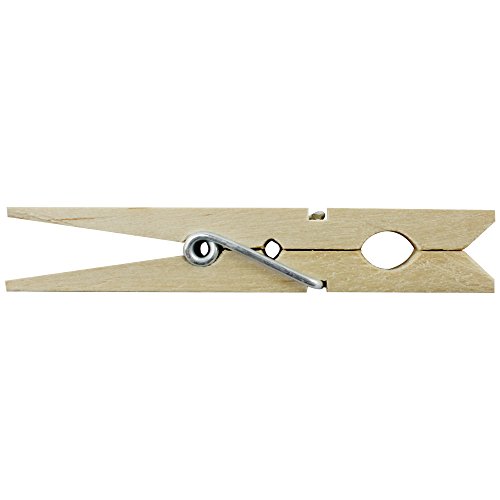 COM-FOUR® 100x naturbelassene Wäscheklammern, stabile Wäscheklammern aus hochwertigem Birkenholz (100 Stück) - 3