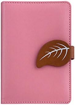 Cute PU Leather Binder Notebook Mini Portable Notebook A7 Mini Leaf Hasp Memos TPN053 (Pink)