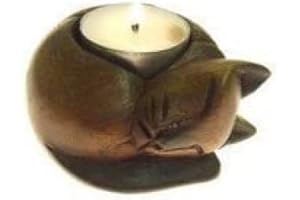 SOMETHING DIFFERENT Portavelas Flotante de Madera con Forma de Gato acurrucado, Multicolor