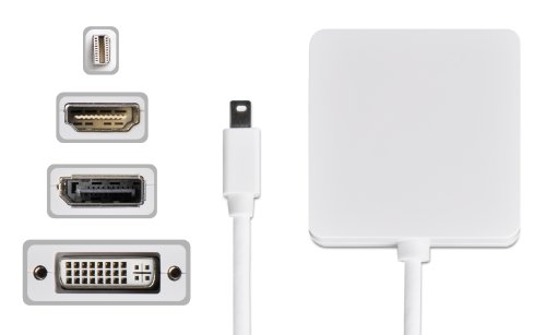 Donzo mini DisplayPort 19-polig auf HDMI Buchse + DVI + DisplayPort für Apple MacBook/MacBook Air/MacBook Pro/iMac/Mac mini/Mac Pro weiß