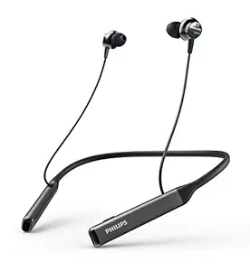 Philips Audios Performance TAPN505BK Bluetooth 5.0 Active Noise Cancelling in-Ear Neckband with Google Assistant, Hi-Res Audio, Quick Charge and Built-in Mic with Echo Cancellation (Black)