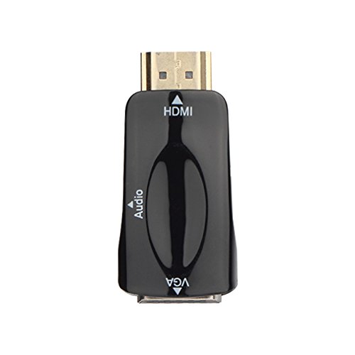 LESHP HDMI zu VGA Adapter, Mann zum weiblichen Konverter-Kasten-Adapter mit 3.5mm AV Audiokabel für PC HDTV (Schwarz) - 2