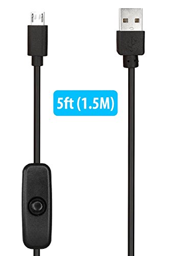 HomeSpot 1.50m langes Micro USB 2.0 Kabel mit Ein/Aus Schalter - Ideal zur Stromversorgung von Raspberry Pi Zero, oder zur Ladung von Smartphones und Tablets(1.5M USB Kabel mit Schalter)