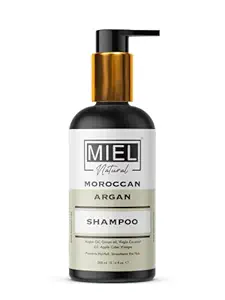 Miel Natural Moroccan Argan Shampoo for Hair Fall Control | Frizz Control | with Argan Oil | Onion Oil | Apple Cider Vinegar | Chemical Free | Sulfate Free | Paraben Free | Silicone Free