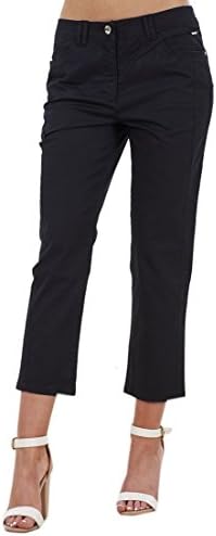 Ladies Crop Trousers Holiday Stretch 3/4 Summer Pockets Capri Pants