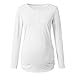 Produktbild Amphia - Gestreiftes langärmliges Damen TopFrauen Mutterschaft Button Shirt Langarm Basic Top T-Shirt für Schwangere Kleidung - (Weiß,M)