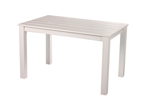 Ambientehome 90441 120 x 75 cm Europa massiv Holz Garten Möbel Esstisch – Weiß