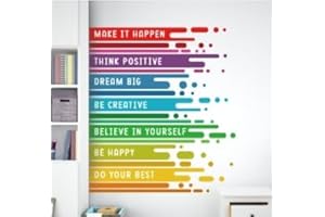 HPNIUB Inspirational Quotes Make it Happen Wall Stickers Positive Affirmation Wall Art Motivational Saying Classroom Wall Decor Colourful Child Growth Mindset Wall Stickers for Kid Playroom 90 * 60cm