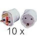 Produktbild NPC Reise-Adapter - Europäisch (Schuko) 2-Pin to UK 3-Pin Mains Infrastruktur x 10
