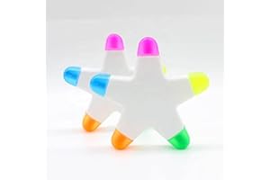 IB KOOT Pack of 2-Star Highlighters Marker Pen Chisel Tip Novelty Plastic Star Shape Highlighter Pens for School Office Stationery Homework Supplies 5 Funkey Color in 1 Assorted Colors