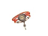 weimay Uhren Armband Leder Vintage Armbanduhr für Mädchen und Frauen (braun) Medium orange