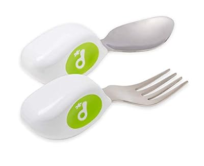 Doddl Spoon & Fork Set Lime Green - pour les bébés ou les enfants de 12 mois et plus. Aidez votre bébé ou votre tout-petit à s'autoalimenter avec facilité en utilisant les couverts de la bonne façon