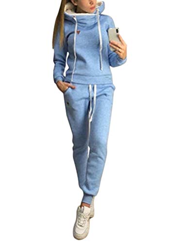 ORANDESIGNE Femmes Survêtement Ensemble 2pcs Suit Mode Manches Longues Sweatshirts avec Doublure Chaude Sweats à Capuche et Pantalons Sportswear pour Jogging Sports Automne Hiver