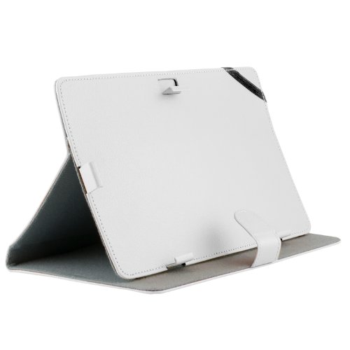 iProtect Kunstleder Tasche für MEDION LIFETAB Schutz Hülle Case mit Stylus PEN für E10316 MD98516 10,1 Zoll weiß - 3