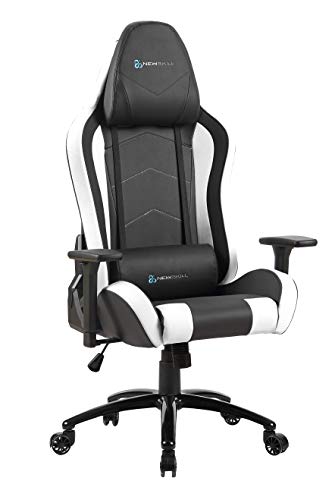 Newskill Takamikura - Silla Gaming Profesional (inclinación y Altura Regulable, reposabrazos Ajustables, reclinable 180º), Color Blanca, color blanco, piel, con ruedas, tapizada, reposabrazos