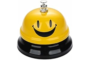 Anicy Sonnette de table Sonnette de réception - Cloches pour restaurant, cuisine, hôtel, bar, service pour animaux de compagnie Smiley jaune