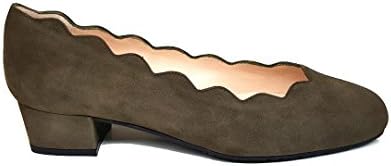 GENNIA AGUJETA - Women´s Leather Ballerina Ballet Flats, Leather Suede A-002 Olive Green(Khaki), Size 42