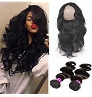 ATOZWIG 360 Lace Frontal With Bundle 8A Peruvian Body Wave With Closure Peruvian Virgin Hair Extensions With Baby Hair Natural Hairline （8 8 Bundles+10" Closure）