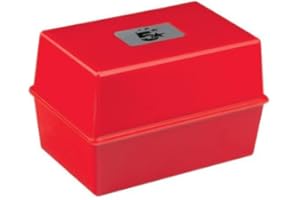 5 Star Office Card Index Box Capacity 250 Cards 6x4in 152x102mm Red