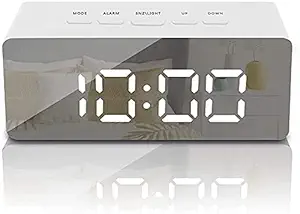 Elysianstores Alarm Clock | Alarm Clock for Girls Boys | Table Watch Clock with Alarm | Alarm Clock for Home with Sensor Date and Temperature & Smart Back Light Mirror Digital Clock or Table
