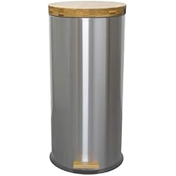 Kitchen Move Poubelle de cuisine à pédale FOREST 30L Mat métal En acier inoxydable et bois avec seau