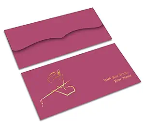 Brown Cloud Customized Gold FOIL on Velvet Finish Shagun/Money/Gift Envelope/Cover/Lifafa for All Occasions with Personalized Text Message/Name/Photo (SE VLVT FOIL Pink 006) (Pack of 10)