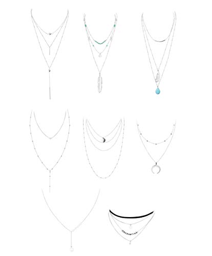 BESTEEL 8PCS Collana Sexy per Donna Collana Girocollo Ciondolo Catena Lunga con Pendente