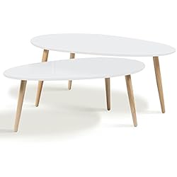 IDMarket - Lot de 2 Tables Basses gigognes laquées Blanc scandinave